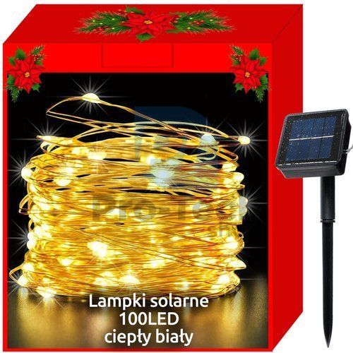 Christmas lights - solar - wire 100 LED cold white 75462