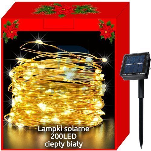 Christmas lights - solar - wires 200LED warm white 75465