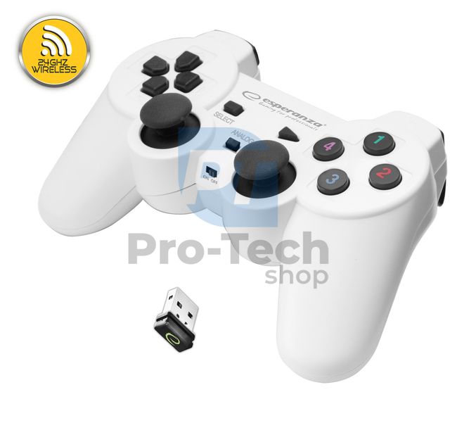 Vibrating wireless gamepad PC/PS3 USB GLADIATOR, white-black 72647