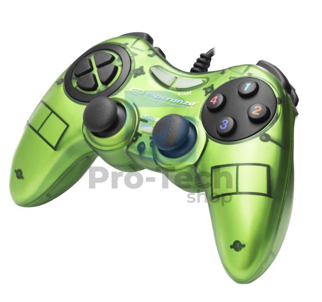 Vibrating gamepad for PC with USB FIGHTER, green 72633