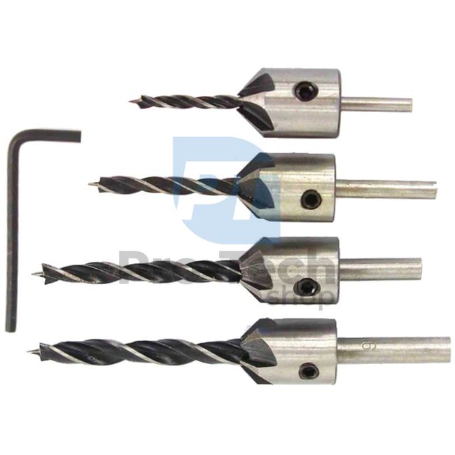 Spiral countersunk wood drill bits 3-6mm 4pcs 16595