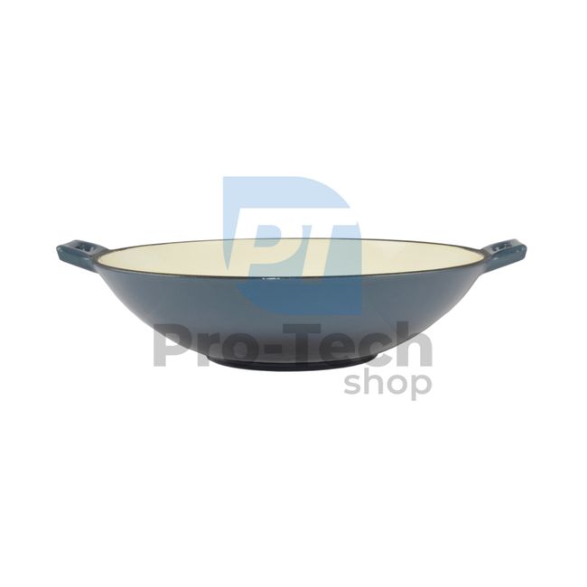 Cast iron wok pan with enamel surface 37cm Blue 53932