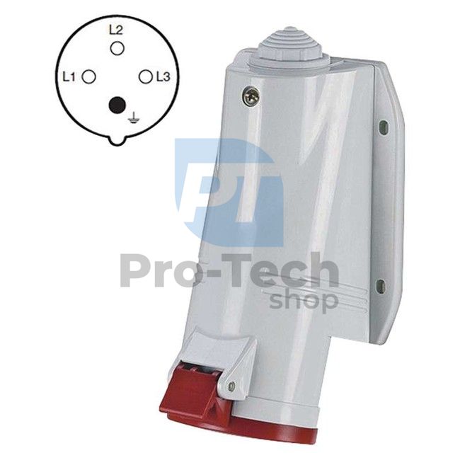 Socket 4P 16A/400, IP44, wall socket 70109